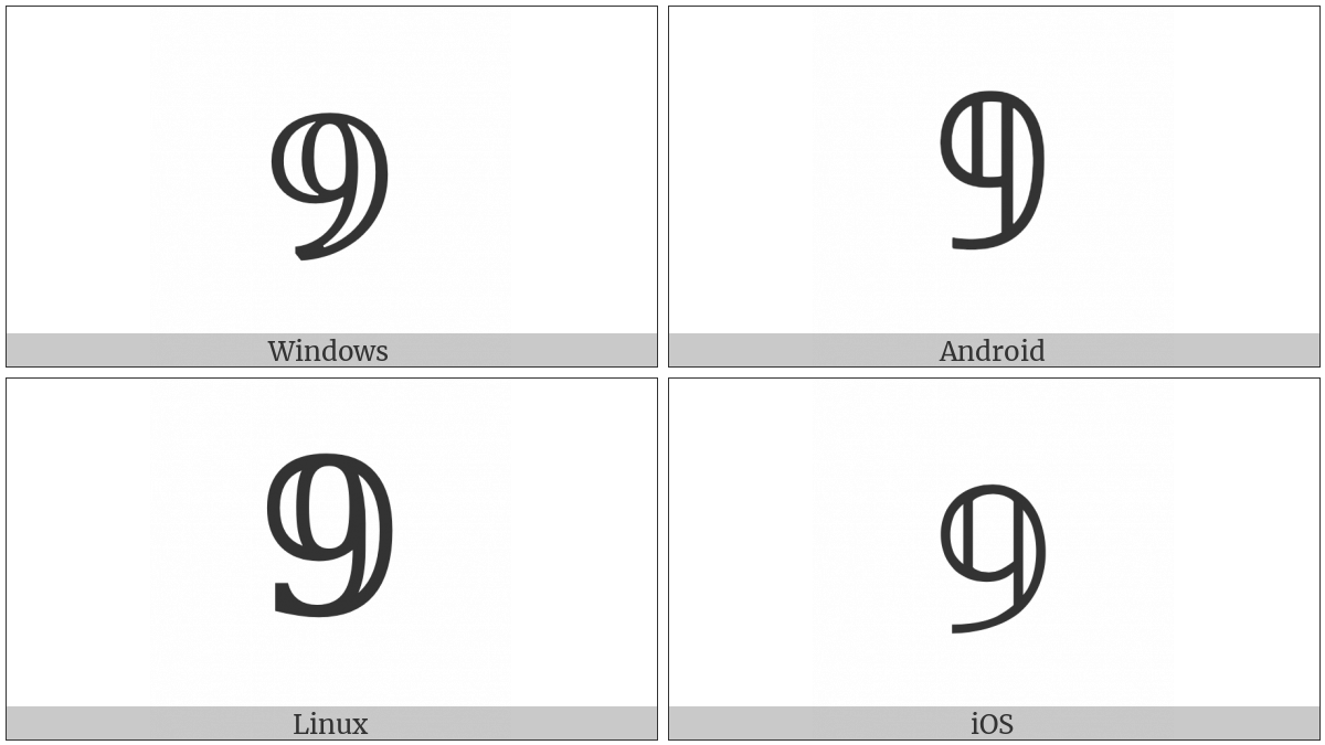 Mathematical Double-Struck Digit Nine on various operating systems