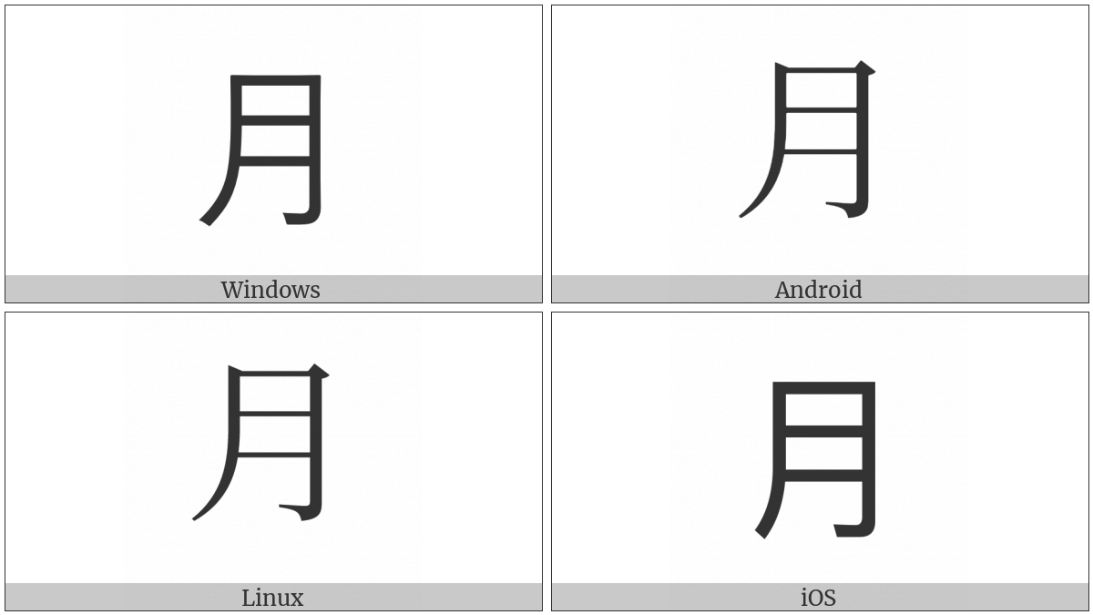 Kangxi Radical Moon on various operating systems