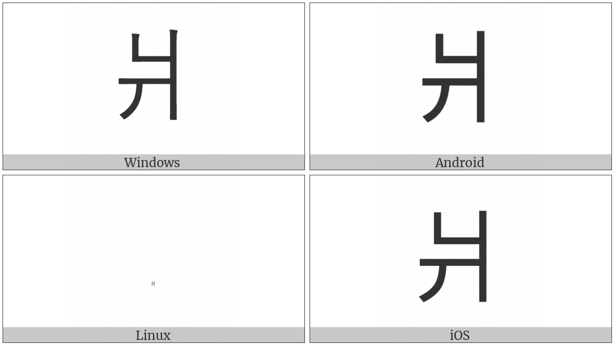 Kangxi Radical Half Tree Trunk on various operating systems