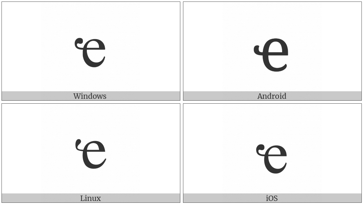 Cyrillic Small Letter Abkhasian Che on various operating systems