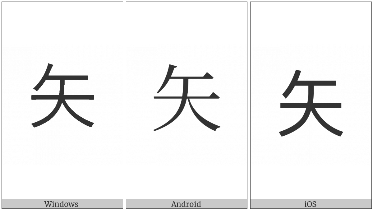 Kangxi Radical Arrow on various operating systems