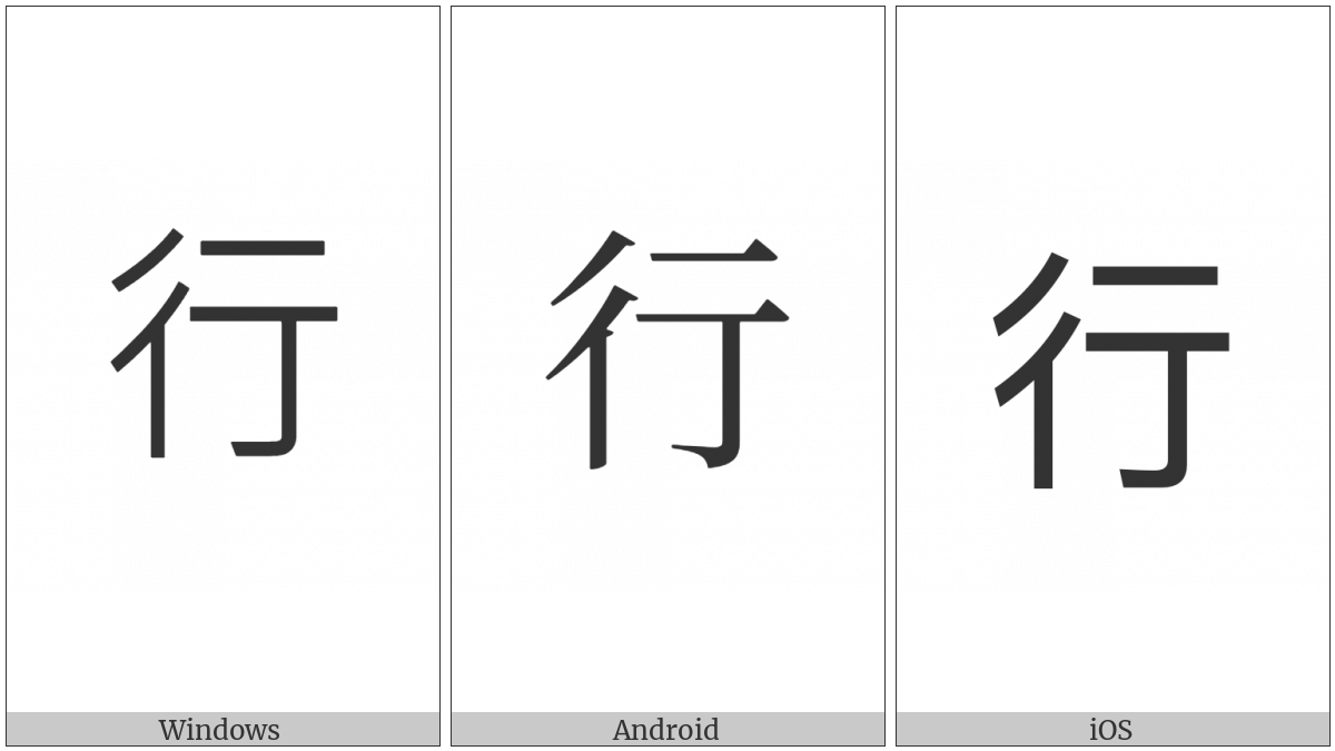 Kangxi Radical Walk Enclosure on various operating systems