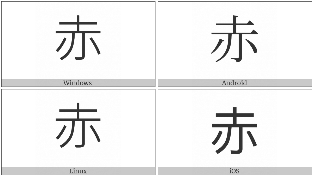 Kangxi Radical Red on various operating systems