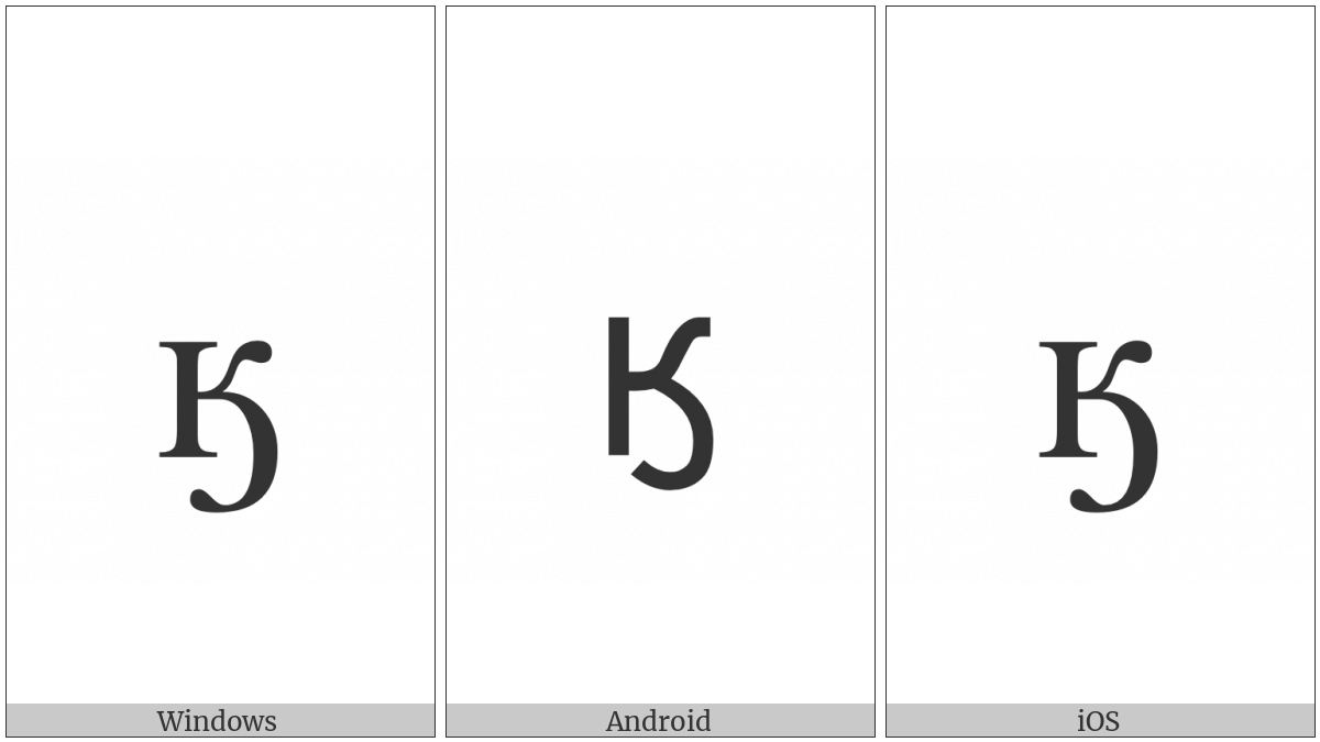 Cyrillic Small Letter Ka With Hook on various operating systems