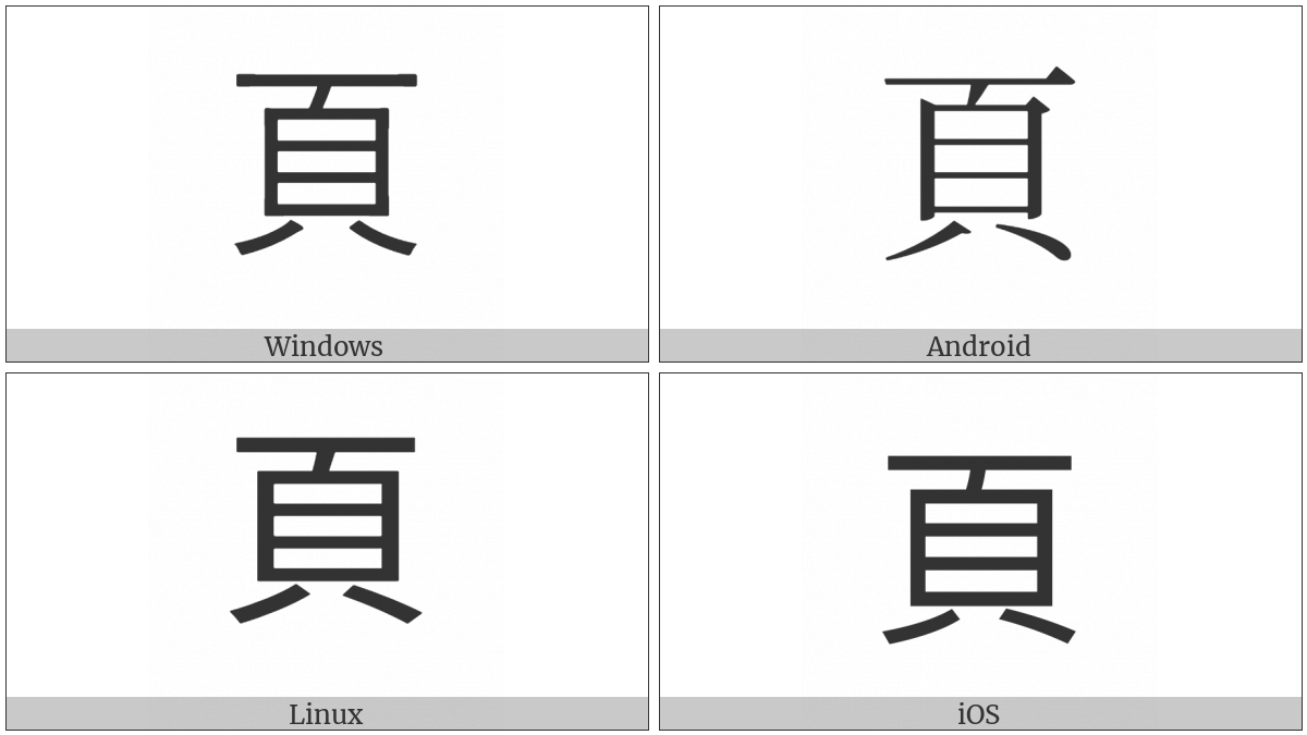 Kangxi Radical Leaf on various operating systems