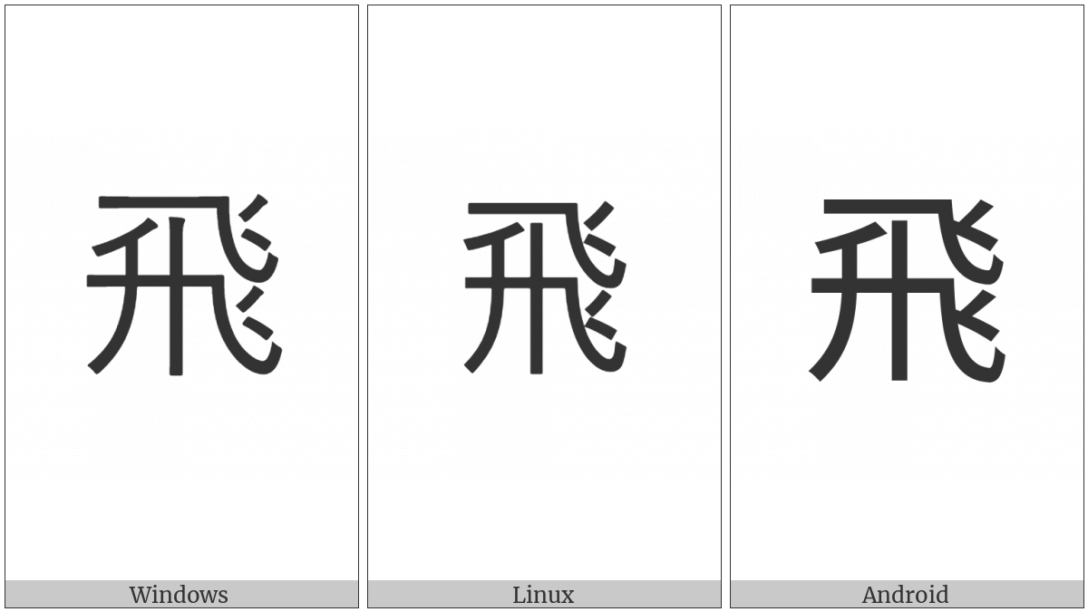 Kangxi Radical Fly on various operating systems