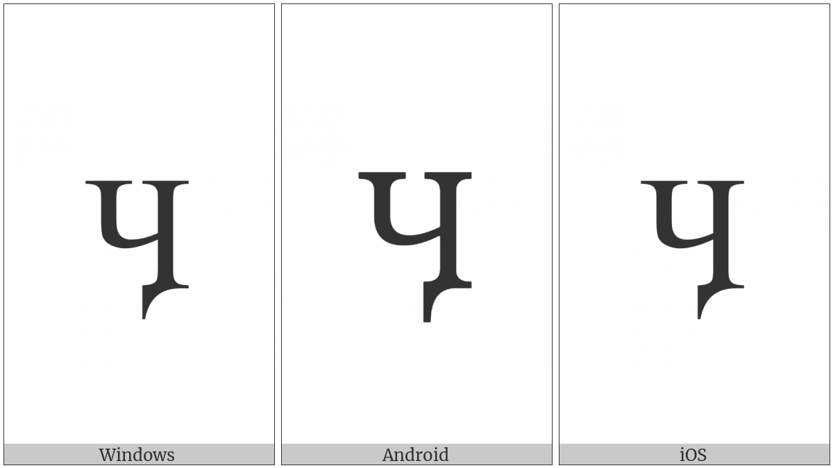 Cyrillic Capital Letter Khakassian Che on various operating systems