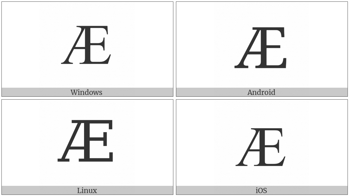 Cyrillic Capital Ligature A Ie on various operating systems