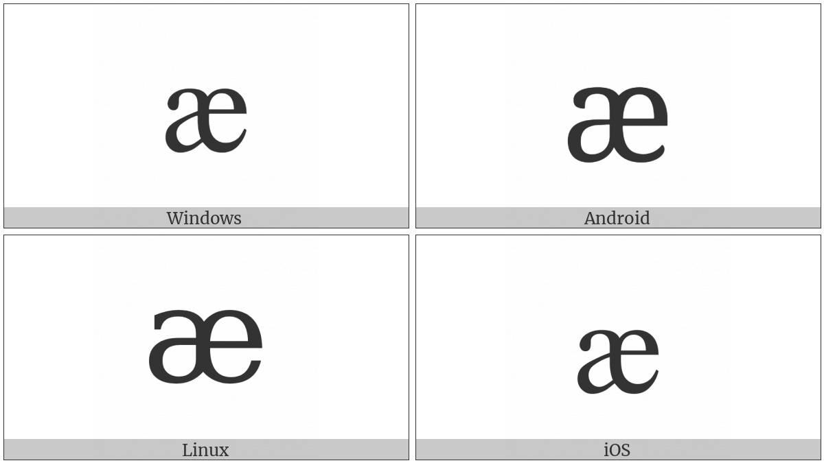 Cyrillic Small Ligature A Ie on various operating systems