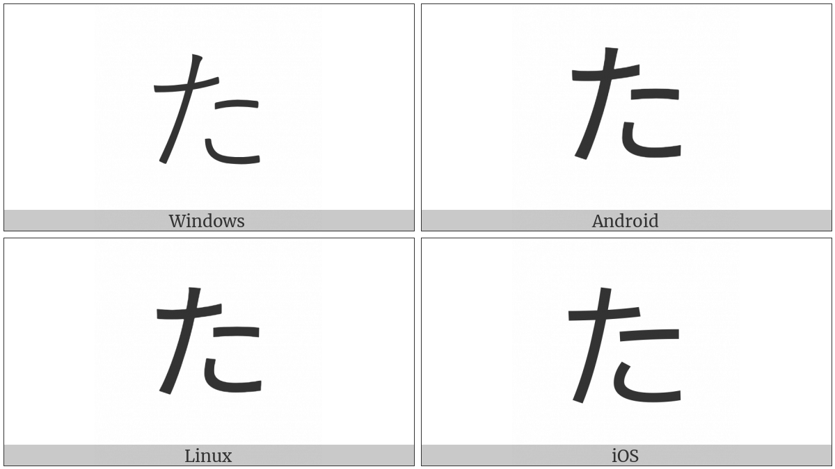 Hiragana Letter Ta Utf 8 Icons