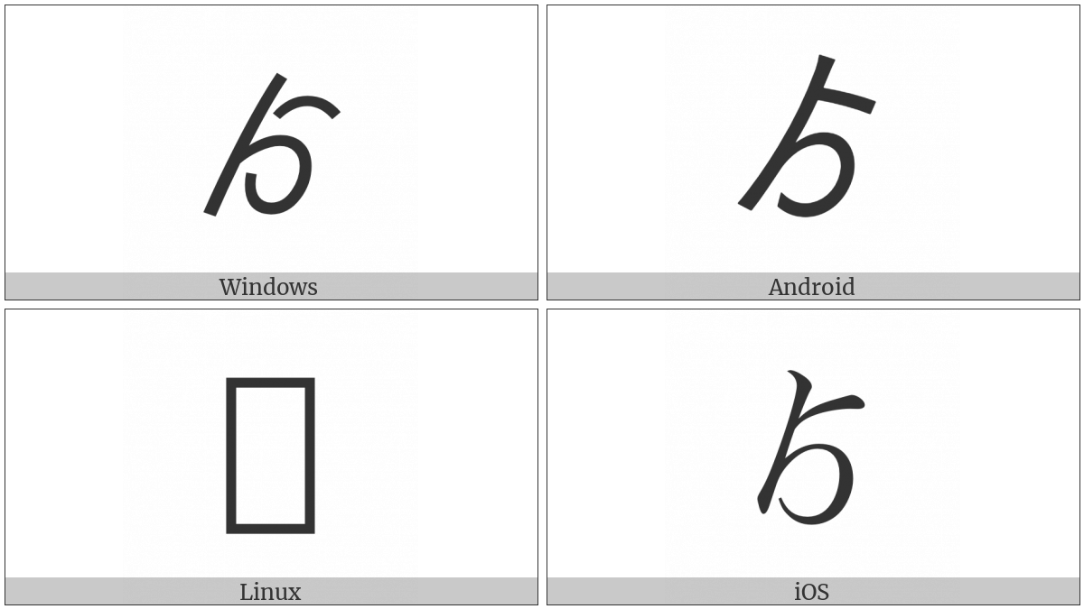 Hiragana Digraph Yori on various operating systems