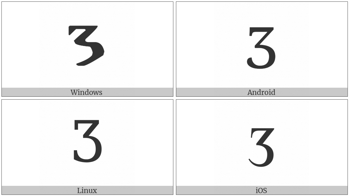 Cyrillic Capital Letter Abkhasian Dze on various operating systems