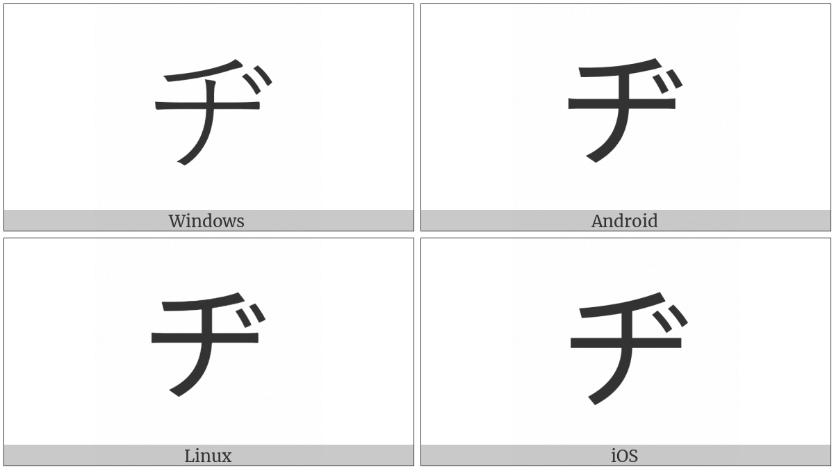 Katakana Letter Di on various operating systems