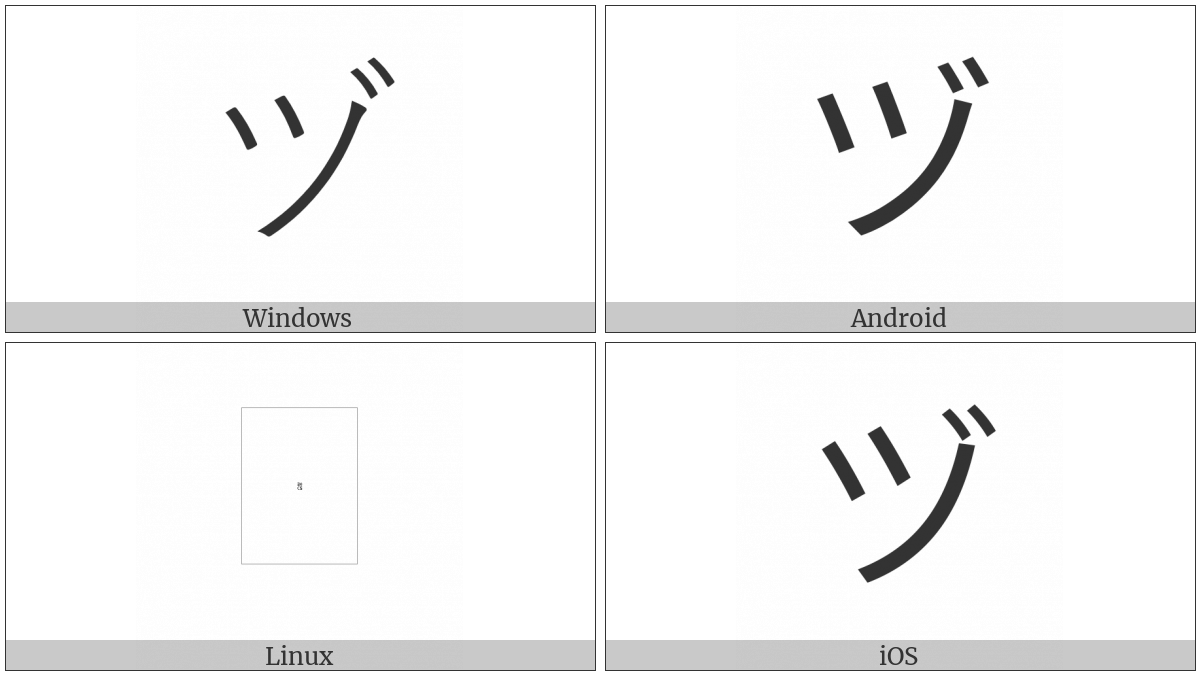 Katakana Letter Du on various operating systems