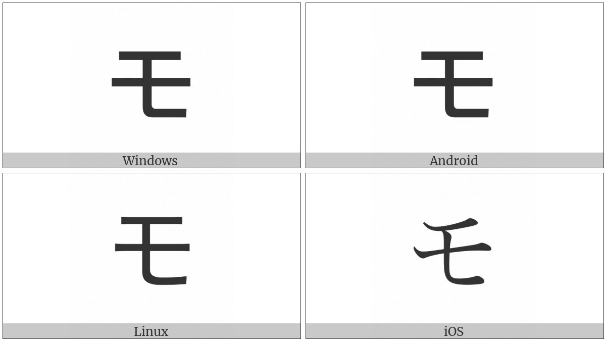 Katakana Letter Mo on various operating systems