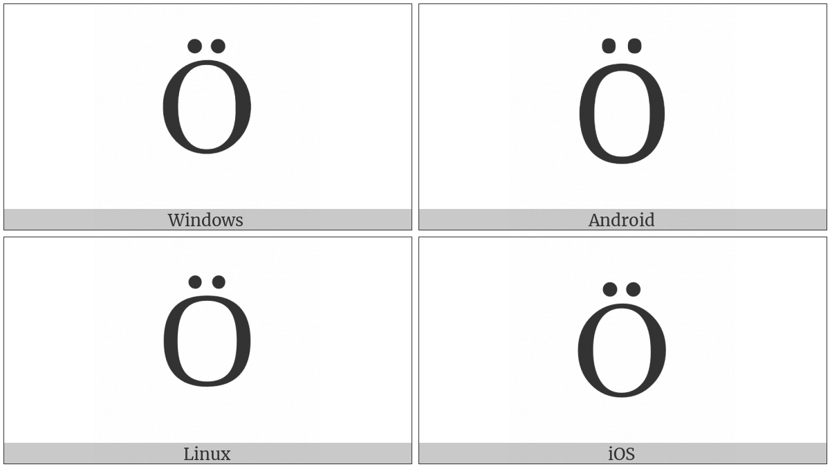 Cyrillic Capital Letter O With Diaeresis on various operating systems