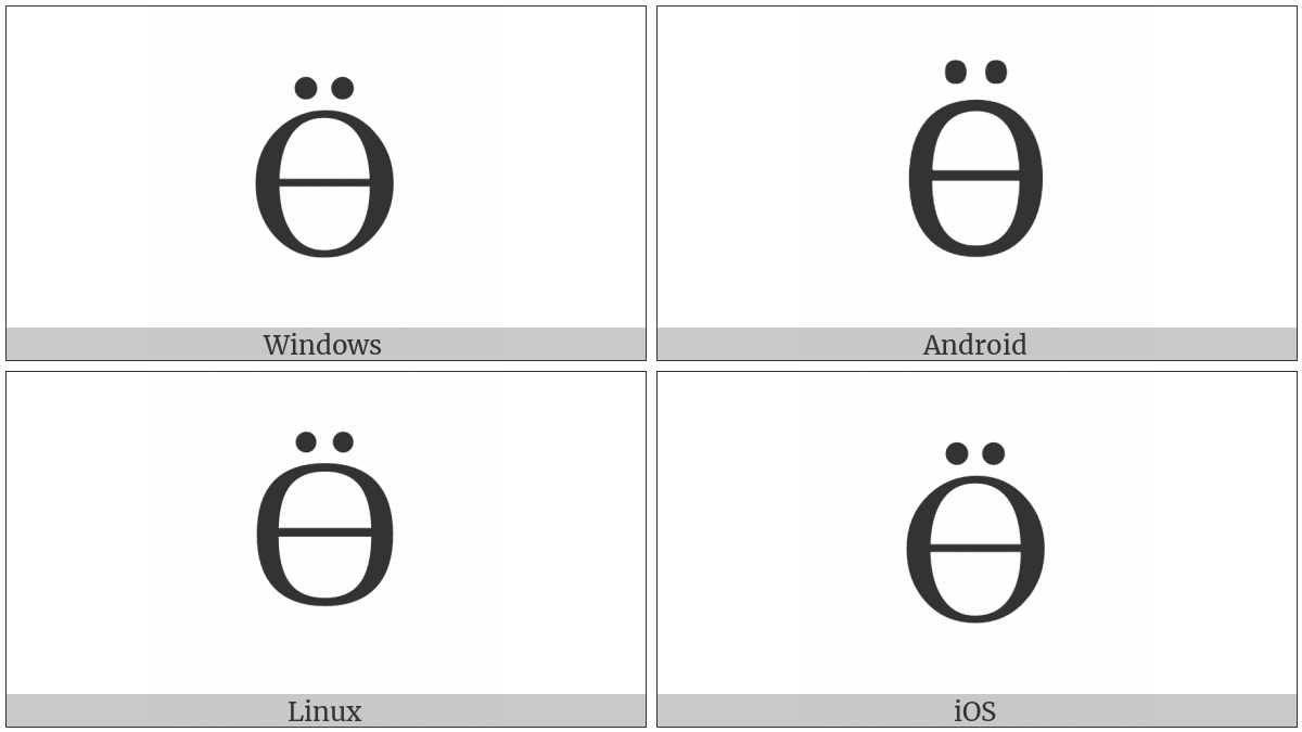 Cyrillic Capital Letter Barred O With Diaeresis on various operating systems