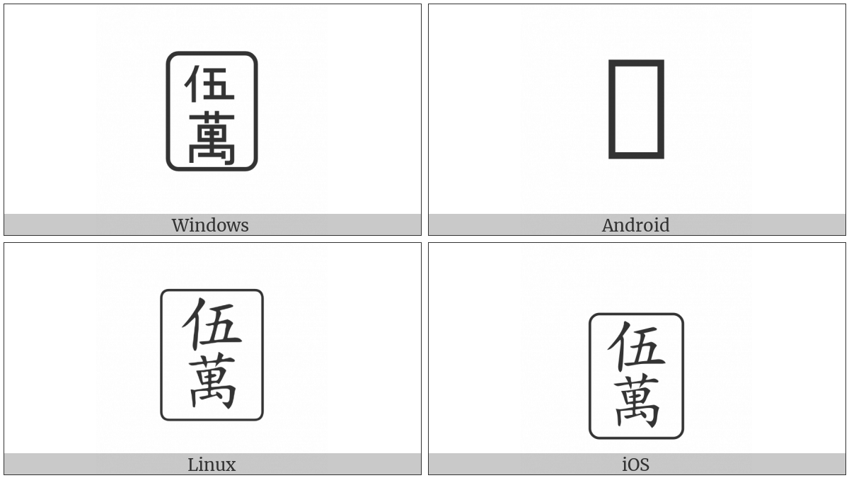 Mahjong Tile Five Of Characters on various operating systems