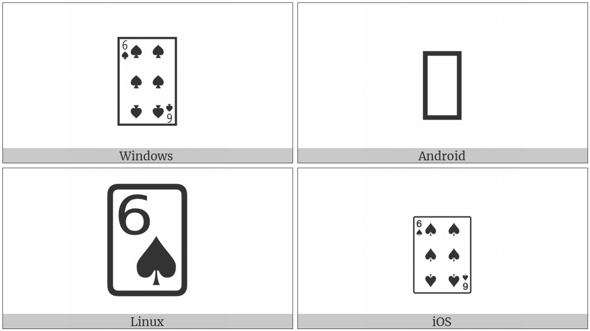 Playing Card Six Of Spades on various operating systems