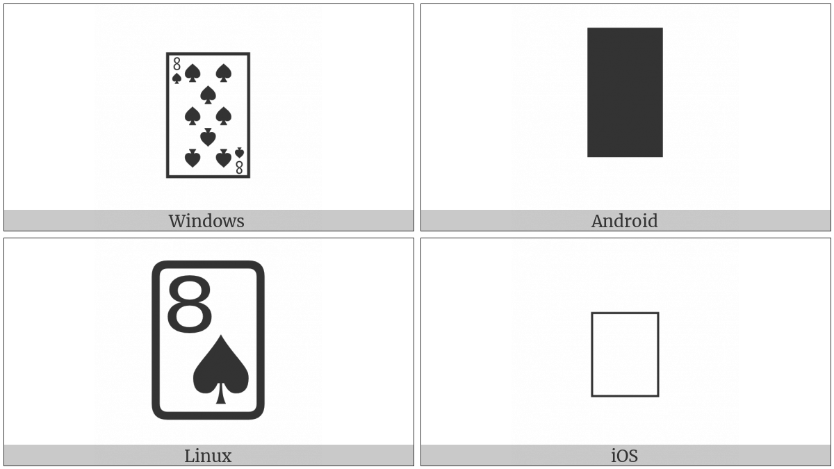 Playing Card Eight Of Spades on various operating systems