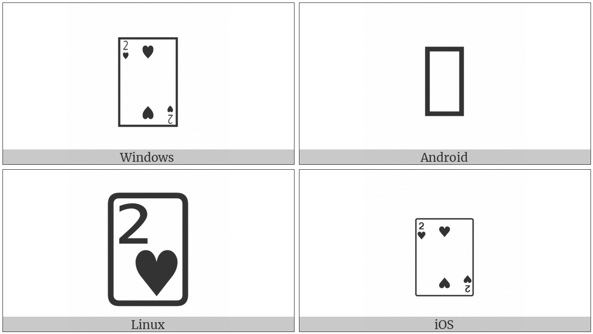 Playing Card Two Of Hearts on various operating systems