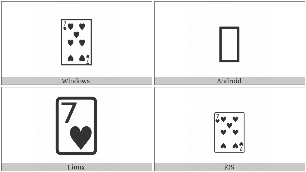 Playing Card Seven Of Hearts on various operating systems