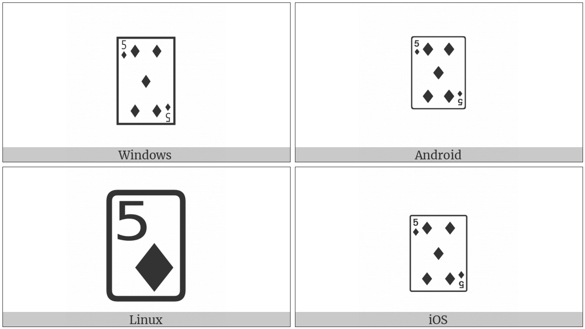 Playing Card Five Of Diamonds on various operating systems