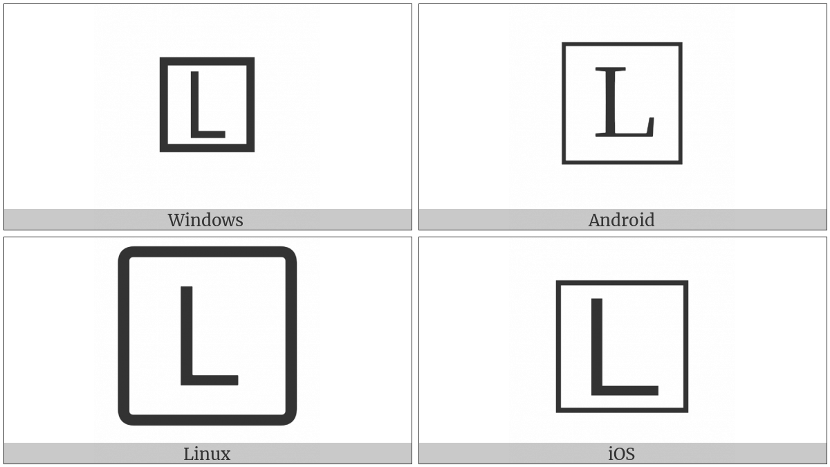 Squared Latin Capital Letter L on various operating systems