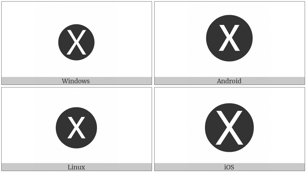 Negative Circled Latin Capital Letter X on various operating systems