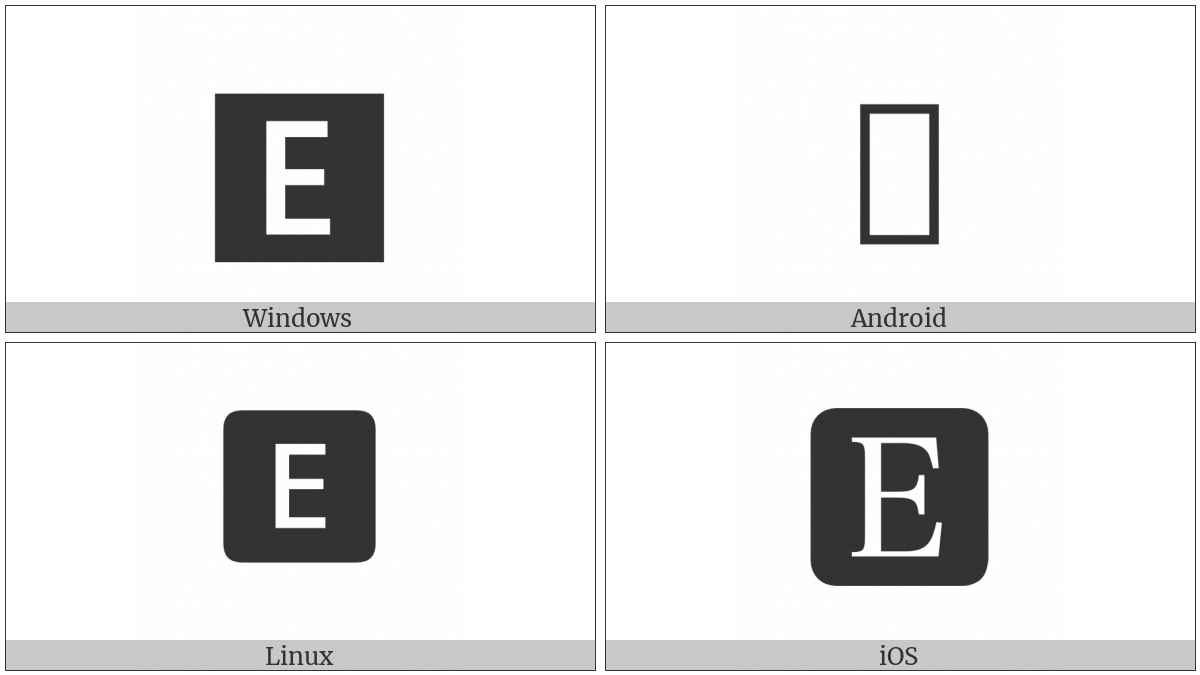 Negative Squared Latin Capital Letter E on various operating systems