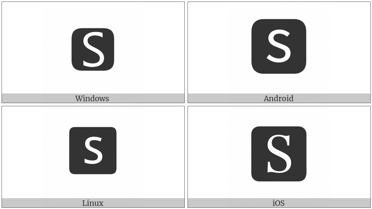 Negative Squared Latin Capital Letter S on various operating systems