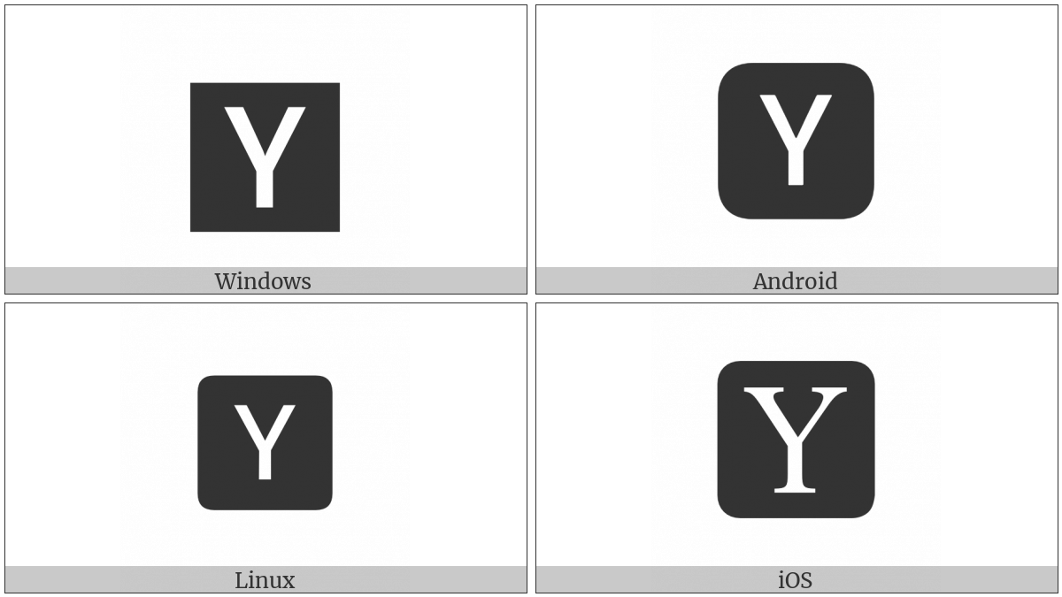 Negative Squared Latin Capital Letter Y on various operating systems