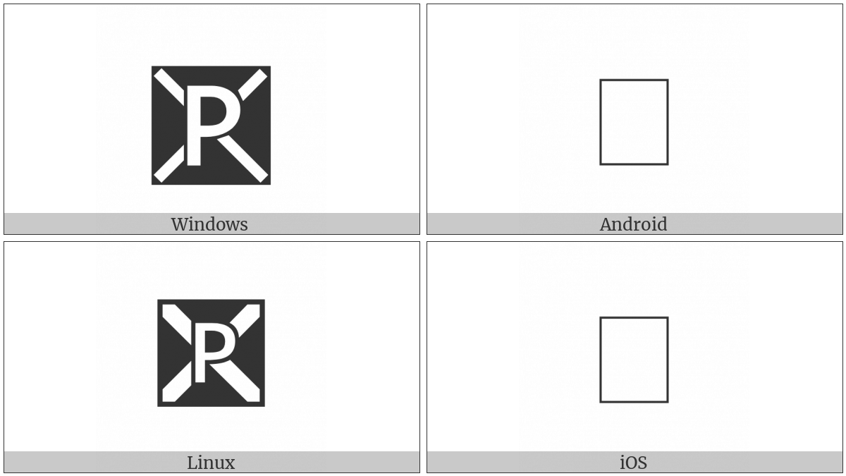 Crossed Negative Squared Latin Capital Letter P on various operating systems