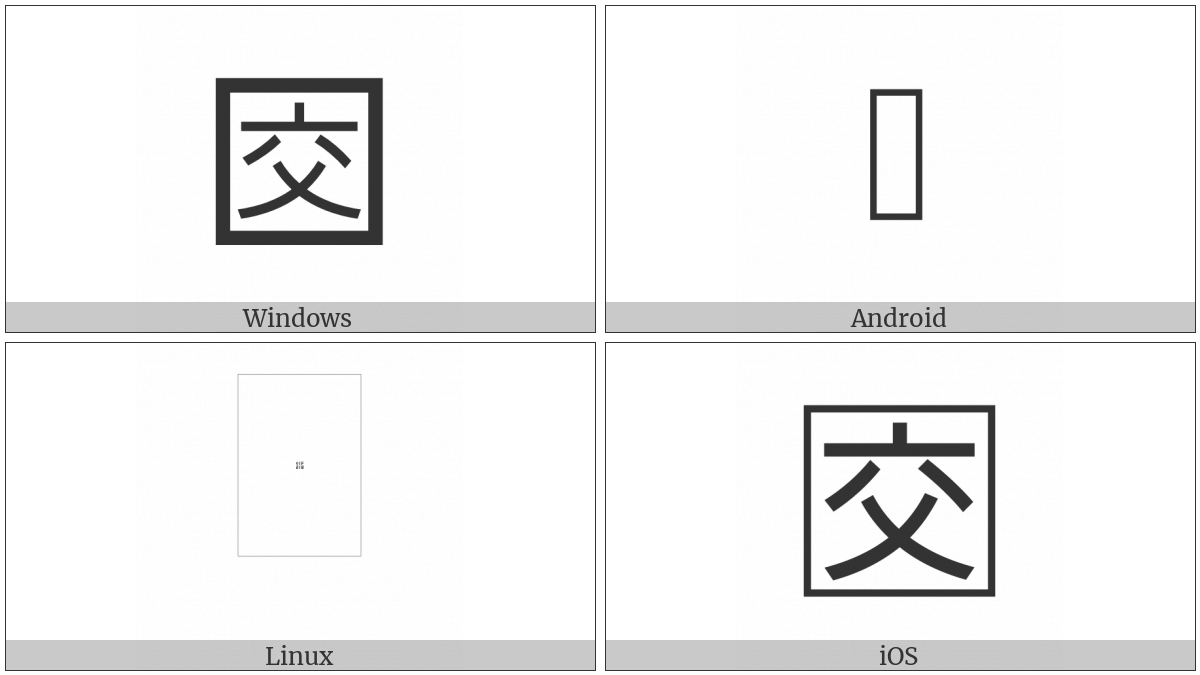 Squared Cjk Unified Ideograph-4Ea4 on various operating systems