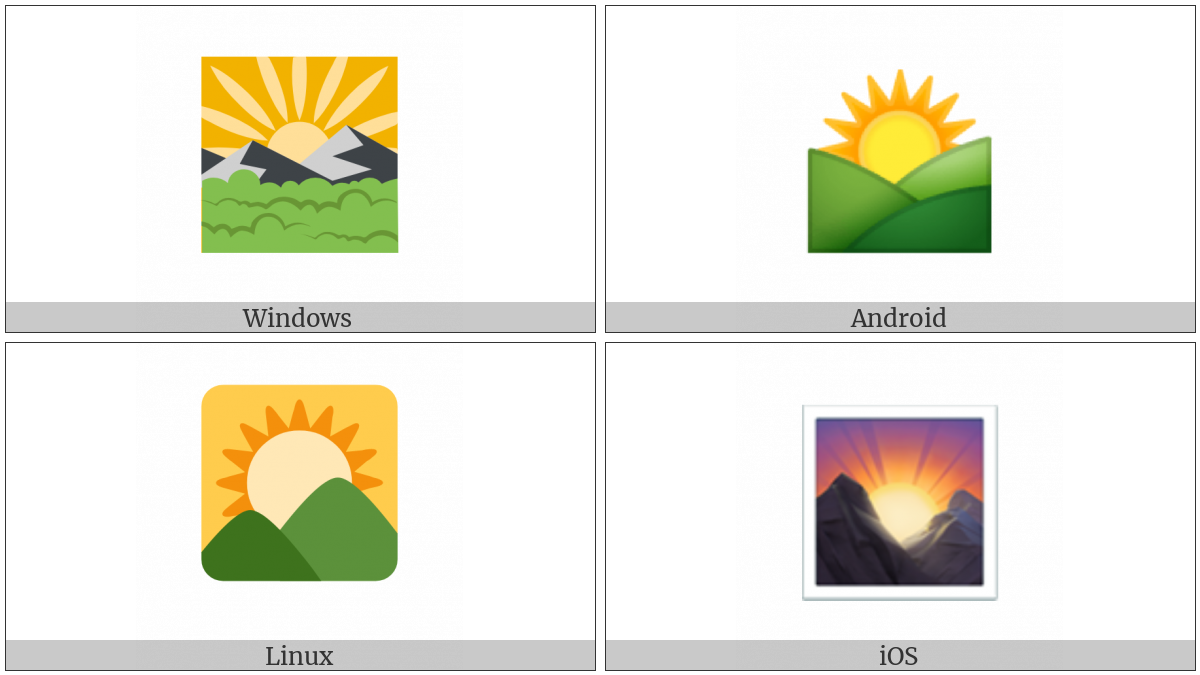 Sunrise Over Mountains on various operating systems