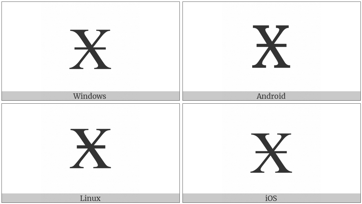 Cyrillic Capital Letter Ha With Stroke on various operating systems