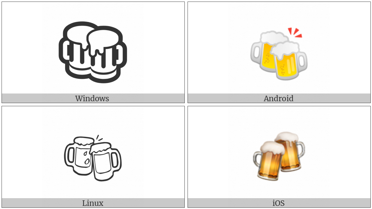 Clinking Beer Mugs on various operating systems