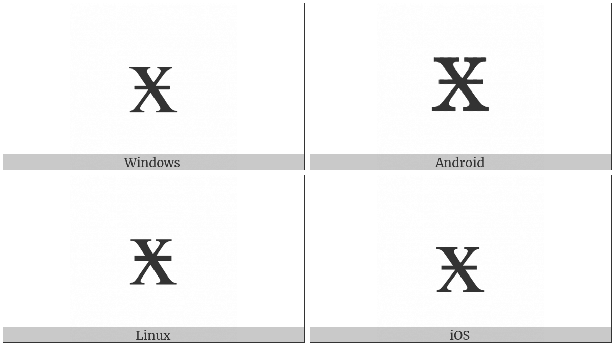 Cyrillic Small Letter Ha With Stroke on various operating systems