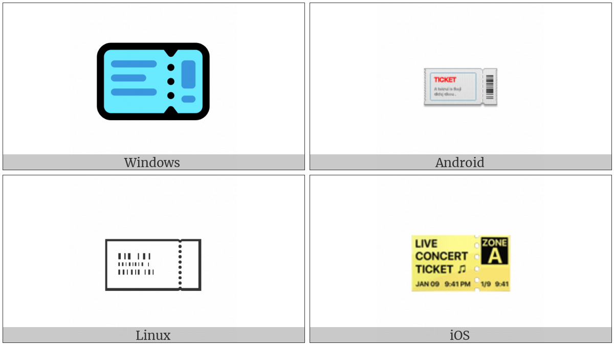 Ticket on various operating systems