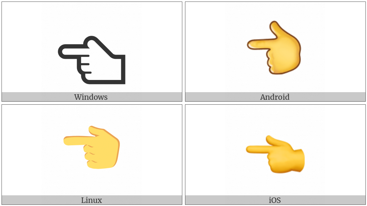 White Left Pointing Backhand Index on various operating systems