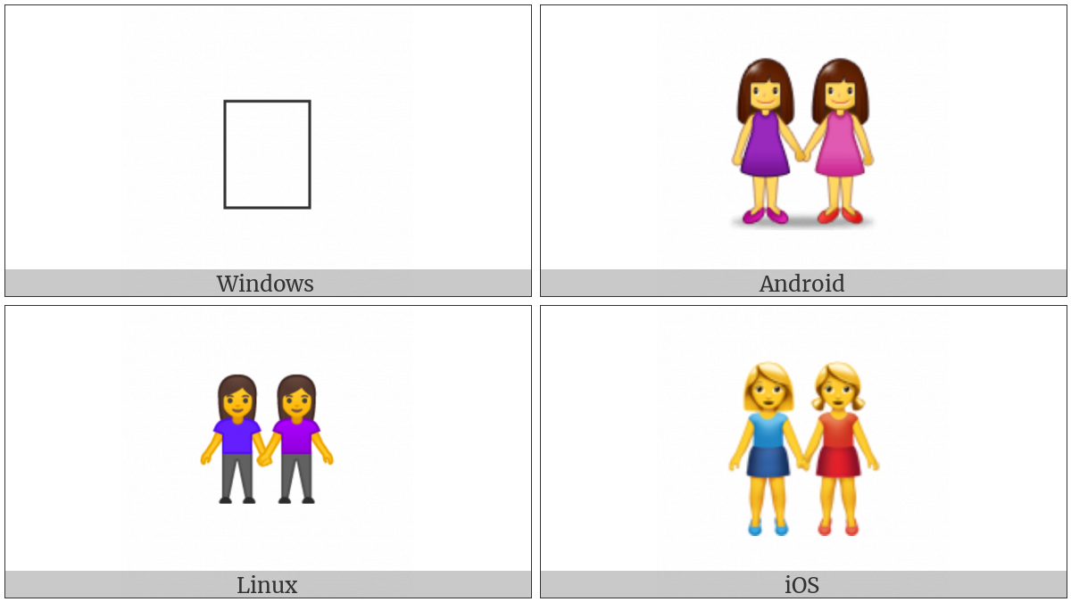 Two Women Holding Hands on various operating systems