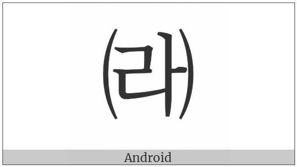 Parenthesized Hangul Rieul A on various operating systems