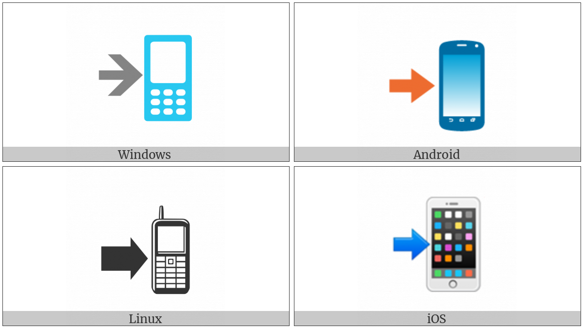 Mobile Phone With Rightwards Arrow At Left on various operating systems