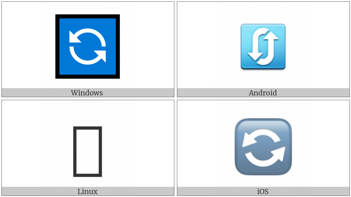 Anticlockwise Downwards And Upwards Open Circle Arrows on various operating systems