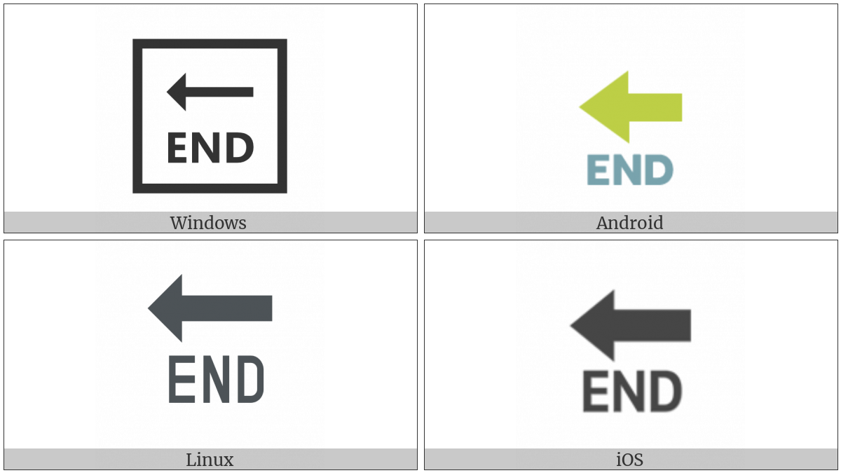 End With Leftwards Arrow Above on various operating systems