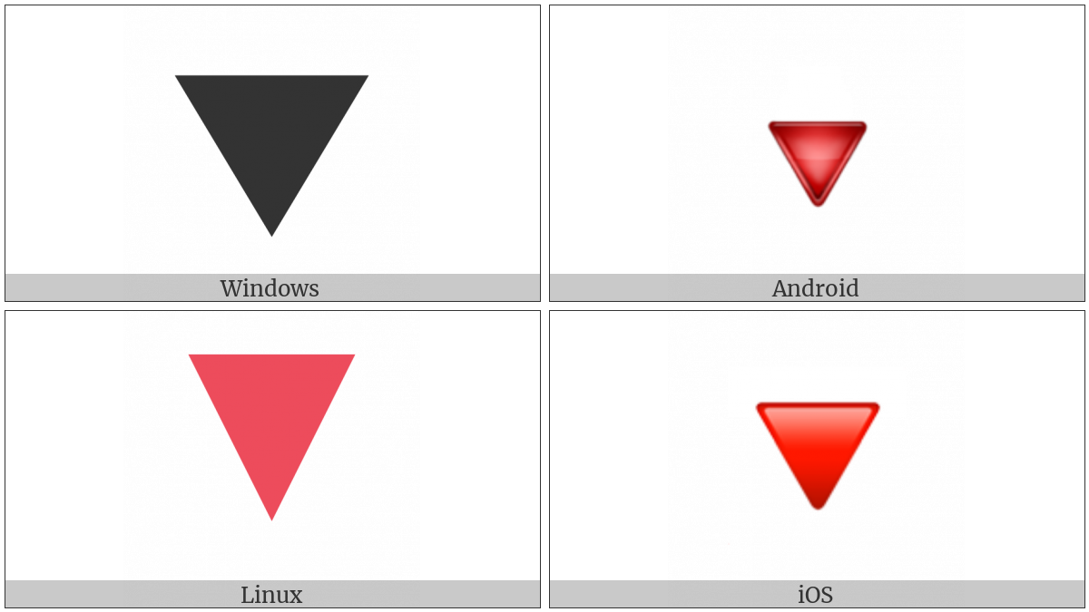 Down-Pointing Red Triangle on various operating systems