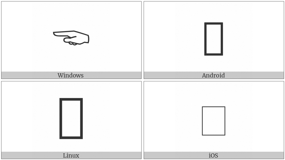 Sideways White Left Pointing Index on various operating systems