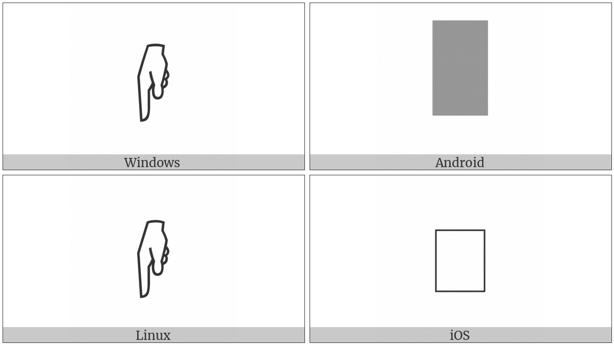 Sideways White Down Pointing Index on various operating systems