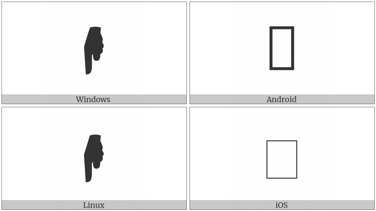 Sideways Black Down Pointing Index on various operating systems