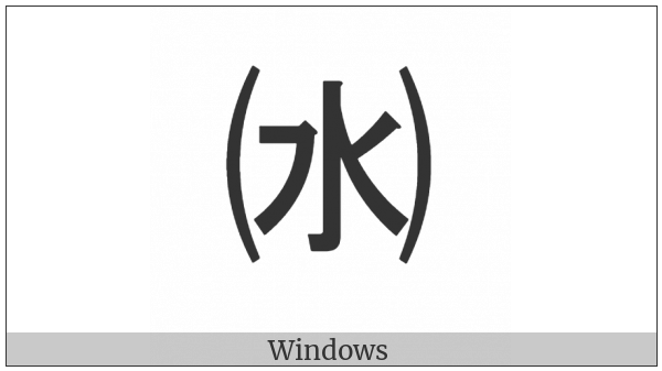 Parenthesized Ideograph Water on various operating systems